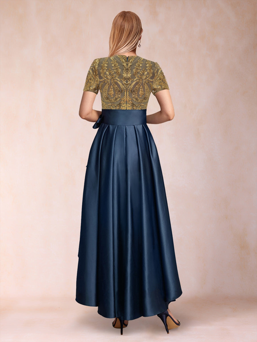 A-Line/Princess Scoop Short Sleeves Mother of the Bride Dresses with Ruched