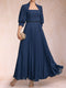 A-Line/Princess Scoop 3/4 Sleeves Mother of the Bride Dresses with Beading