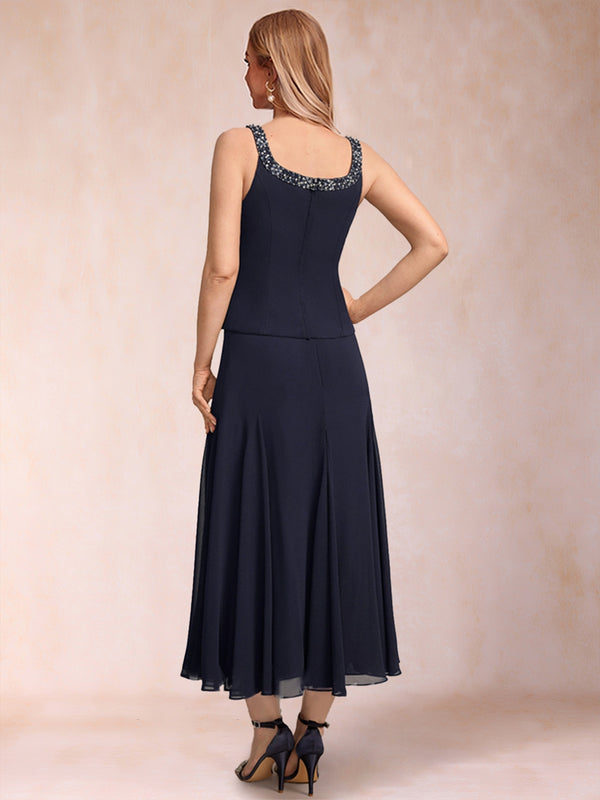 A-Line/Princess Scoop 3/4 Sleeves 2 Pieces Mother of the Bride Dresses with Sequins