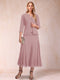 A-Line/Princess Scoop 3/4 Sleeves 2 Pieces Mother of the Bride Dresses with Sequins