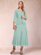 A-Line/Princess Scoop 3/4 Sleeves 2 Pieces Mother of the Bride Dresses with Sequins