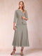 A-Line/Princess Scoop 3/4 Sleeves 2 Pieces Mother of the Bride Dresses with Sequins