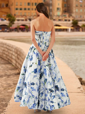 A-Line/Princess Strapless Sleeveless Prom Dresses with Ruched