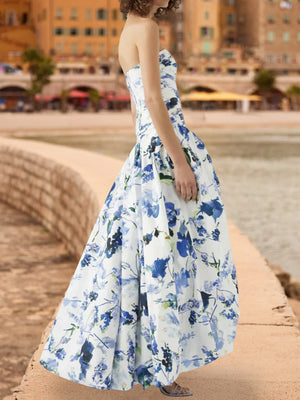 A-Line/Princess Strapless Sleeveless Prom Dresses with Ruched