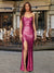 Sheath/Column Strapless Sleeveless Prom Dresses with Split Side