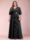 A-Line/Princess V-Neck 3/4 Sleeves Plus Size Mother of the Bride Dresses with Ruffles