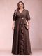 A-Line/Princess V-Neck 3/4 Sleeves Plus Size Mother of the Bride Dresses with Ruffles