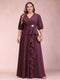 A-Line/Princess V-Neck 3/4 Sleeves Plus Size Mother of the Bride Dresses with Ruffles
