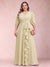 A-Line/Princess V-Neck 3/4 Sleeves Plus Size Mother of the Bride Dresses with Ruffles