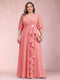 A-Line/Princess V-Neck 3/4 Sleeves Plus Size Mother of the Bride Dresses with Ruffles