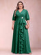 A-Line/Princess V-Neck 3/4 Sleeves Plus Size Mother of the Bride Dresses with Ruffles