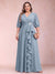 A-Line/Princess V-Neck 3/4 Sleeves Plus Size Mother of the Bride Dresses with Ruffles
