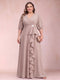 A-Line/Princess V-Neck 3/4 Sleeves Plus Size Mother of the Bride Dresses with Ruffles