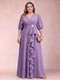 A-Line/Princess V-Neck 3/4 Sleeves Plus Size Mother of the Bride Dresses with Ruffles