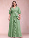 A-Line/Princess V-Neck 3/4 Sleeves Plus Size Mother of the Bride Dresses with Ruffles