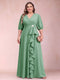 A-Line/Princess V-Neck 3/4 Sleeves Plus Size Mother of the Bride Dresses with Ruffles