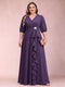 A-Line/Princess V-Neck 3/4 Sleeves Plus Size Mother of the Bride Dresses with Ruffles