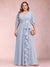 A-Line/Princess V-Neck 3/4 Sleeves Plus Size Mother of the Bride Dresses with Ruffles