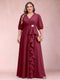 A-Line/Princess V-Neck 3/4 Sleeves Plus Size Mother of the Bride Dresses with Ruffles