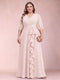 A-Line/Princess V-Neck 3/4 Sleeves Plus Size Mother of the Bride Dresses with Ruffles