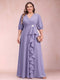A-Line/Princess V-Neck 3/4 Sleeves Plus Size Mother of the Bride Dresses with Ruffles