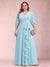 A-Line/Princess V-Neck 3/4 Sleeves Plus Size Mother of the Bride Dresses with Ruffles