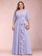 A-Line/Princess V-Neck 3/4 Sleeves Plus Size Mother of the Bride Dresses with Ruffles