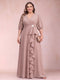 A-Line/Princess V-Neck 3/4 Sleeves Plus Size Mother of the Bride Dresses with Ruffles