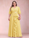 A-Line/Princess V-Neck 3/4 Sleeves Plus Size Mother of the Bride Dresses with Ruffles