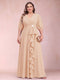 A-Line/Princess V-Neck 3/4 Sleeves Plus Size Mother of the Bride Dresses with Ruffles