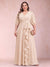 A-Line/Princess V-Neck 3/4 Sleeves Plus Size Mother of the Bride Dresses with Ruffles