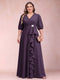 A-Line/Princess V-Neck 3/4 Sleeves Plus Size Mother of the Bride Dresses with Ruffles