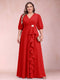 A-Line/Princess V-Neck 3/4 Sleeves Plus Size Mother of the Bride Dresses with Ruffles