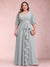 A-Line/Princess V-Neck 3/4 Sleeves Plus Size Mother of the Bride Dresses with Ruffles