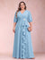 A-Line/Princess V-Neck 3/4 Sleeves Plus Size Mother of the Bride Dresses with Ruffles