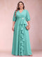 A-Line/Princess V-Neck 3/4 Sleeves Plus Size Mother of the Bride Dresses with Ruffles