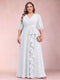 A-Line/Princess V-Neck 3/4 Sleeves Plus Size Mother of the Bride Dresses with Ruffles