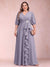 A-Line/Princess V-Neck 3/4 Sleeves Plus Size Mother of the Bride Dresses with Ruffles