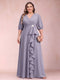 A-Line/Princess V-Neck 3/4 Sleeves Plus Size Mother of the Bride Dresses with Ruffles