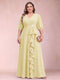A-Line/Princess V-Neck 3/4 Sleeves Plus Size Mother of the Bride Dresses with Ruffles