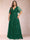 A-Line/Princess Floor-Length Half Sleeves V-Neck Plus Size Mother of the Bride Dresses