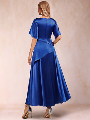 A-Line/Princess Scoop Half Sleeves Mother of the Bride Dresses with Beading