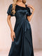 A-Line/Princess V-Neck Short Sleeves Mother of the Bride Dresses with Sash