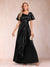 A-Line/Princess V-Neck Short Sleeves Mother of the Bride Dresses with Sash