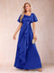 A-Line/Princess V-Neck Short Sleeves Mother of the Bride Dresses with Sash
