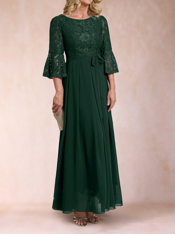 A-Line/Princess Scoop 3/4 Sleeves Mother of the Bride Dresses with Lace