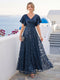 A-Line/Princess V-Neck Short Sleeves Mother of the Bride Dresses with Lace