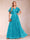 A-Line/Princess V-Neck Short Sleeves Mother of the Bride Dresses with Lace