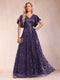 A-Line/Princess V-Neck Short Sleeves Mother of the Bride Dresses with Lace