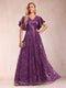 A-Line/Princess V-Neck Short Sleeves Mother of the Bride Dresses with Lace